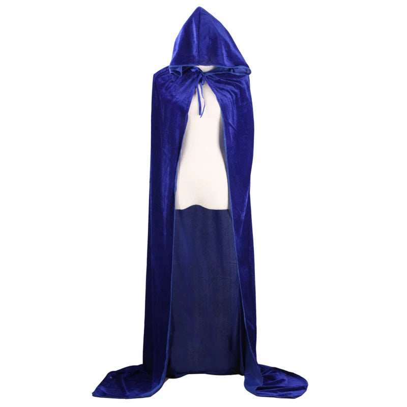 "Premium Plush Velvet Hooded Cloak Cape for Medieval Witch, Wicca, and Vampire Cosplay – Ideal for Halloween and Christmas"