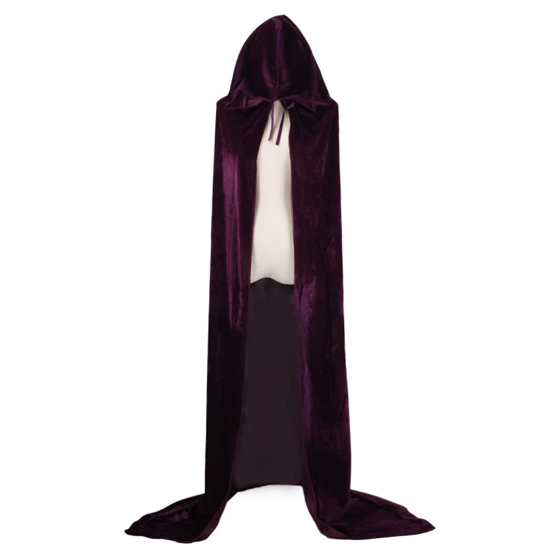 "Premium Plush Velvet Hooded Cloak Cape for Medieval Witch, Wicca, and Vampire Cosplay – Ideal for Halloween and Christmas"