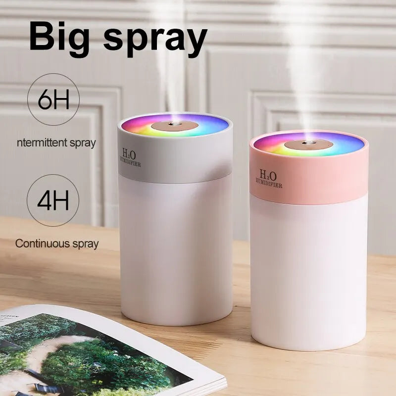 "Versatile Luminous Humidifier: Compact USB Desktop & Car Air Moisturizer with Night Light Feature (260ml)"